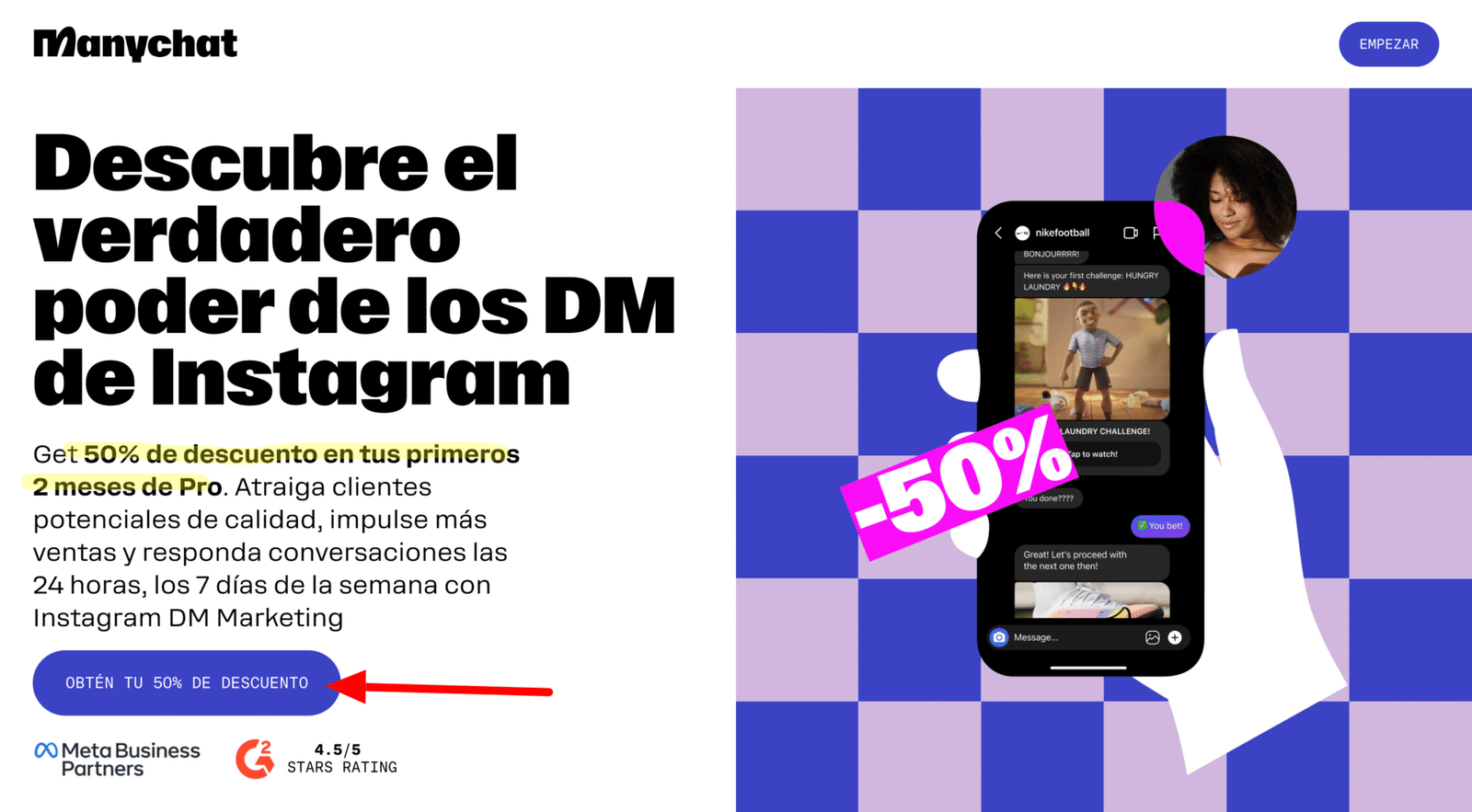 Cupón descuento Manychat
